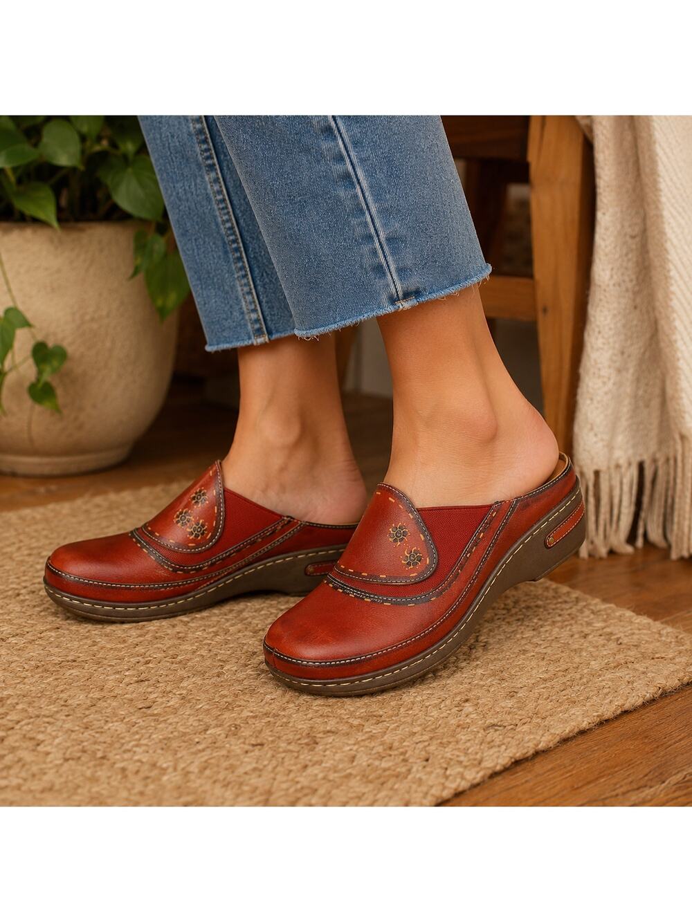 L'Artiste by Spring Step SZ 40/9 Chino Clogs Red NEW